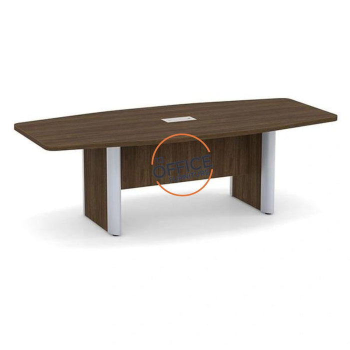 8' Boat Shape Conference Room Table with Accent Edge Base