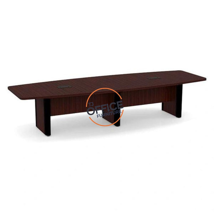 12' Boat Shape Conference Room Table with Accent Edge Base