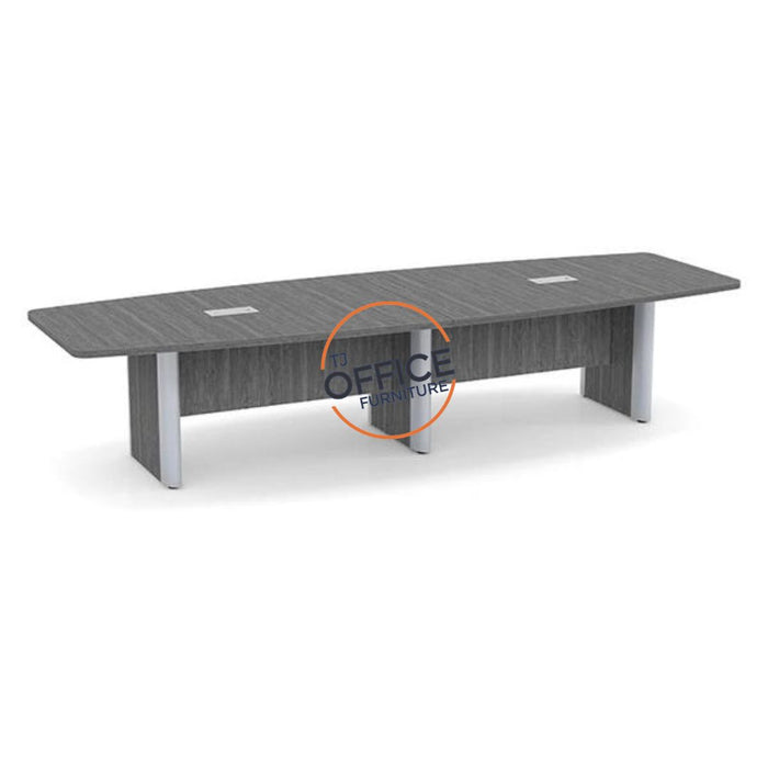 12' Boat Shape Conference Room Table with Accent Edge Base