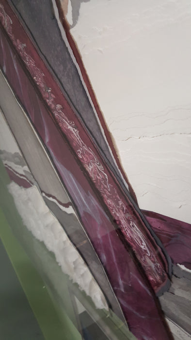 Jan Hartley Abstract Layered Fabric Artwork with Acrylic Case