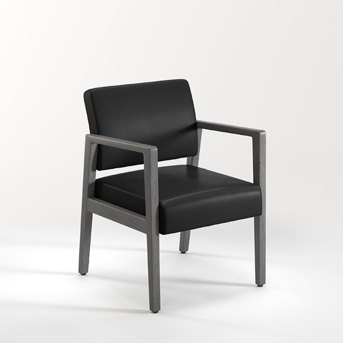 WELLINGTON GREY WOOD FRAME CHAIR-BLK AM PU