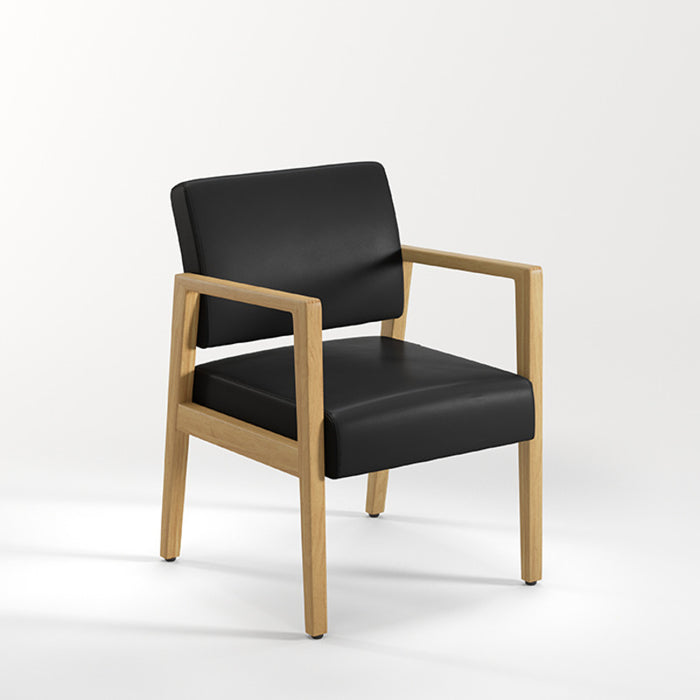 WELLINGTON NATURAL WOOD FRAME CHAIR-BLK AM PU