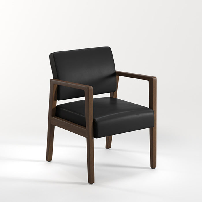 WELLINGTON WALNUT WOOD FRAME CHAIR-BLACK AM PU