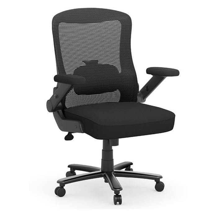 400LBS B&T MESH CHAIR W/ARM-BLK MESH BK/FAB ST