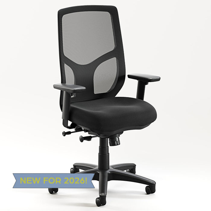 MESH HB CHAIR W/SS & H ADJ ARM-BLACK PA11/9106