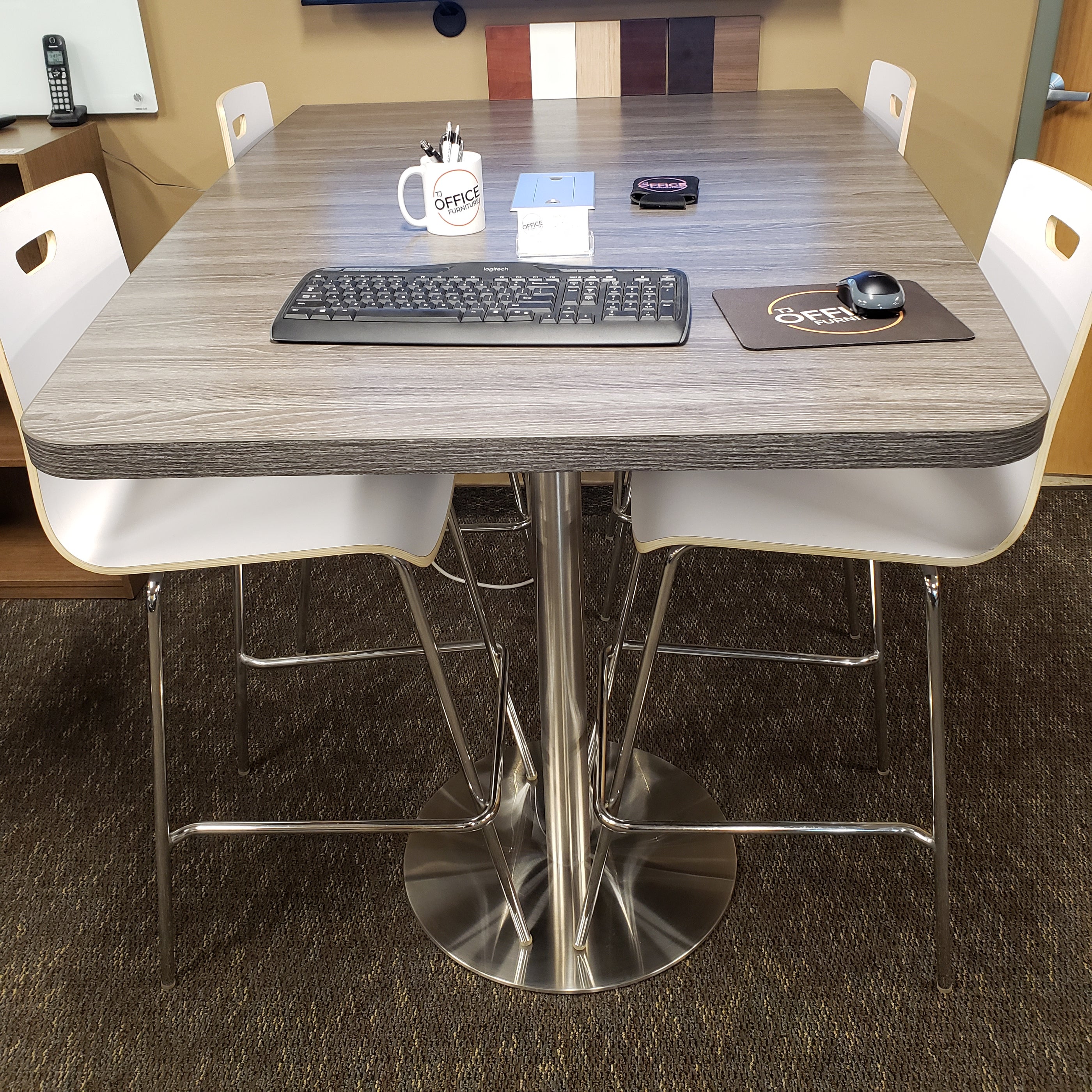Long Collaborative Table Standing Height Collaboration Table- Used office furniture in Mpls, MN ...