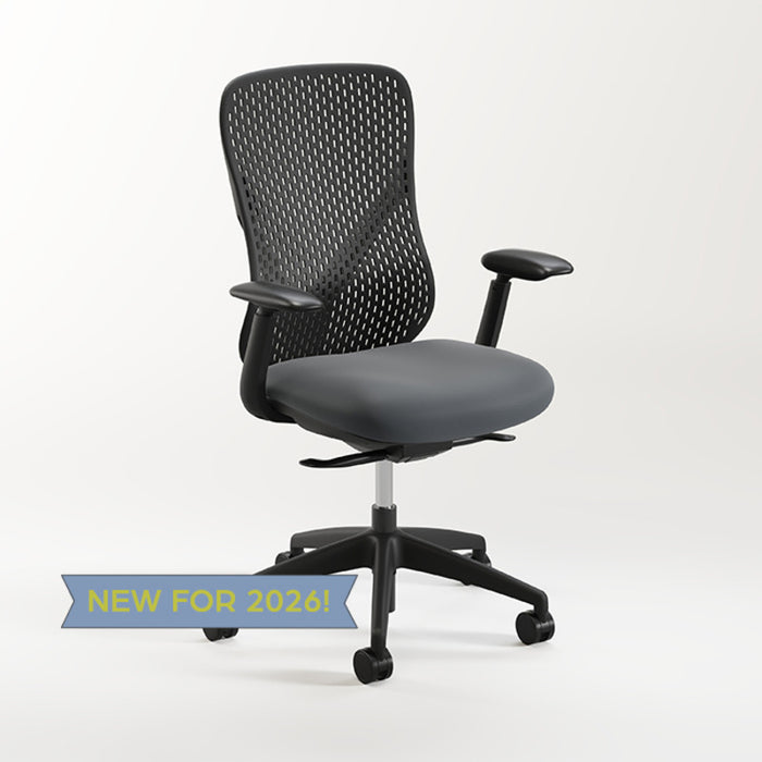NUVE BLK PLASTIC BACK EXEC CHAIR-GRY394