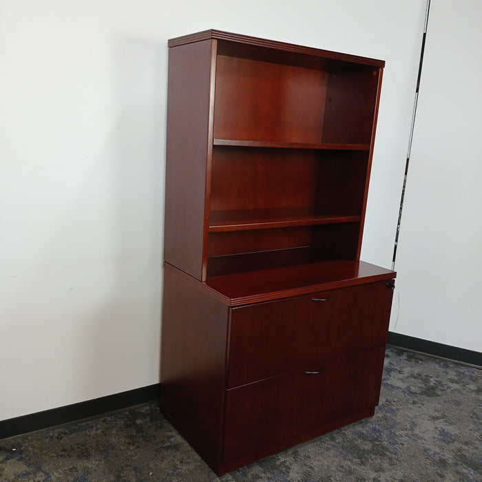 36" 2 Drawer Lateral File Cabinet with Bookcase