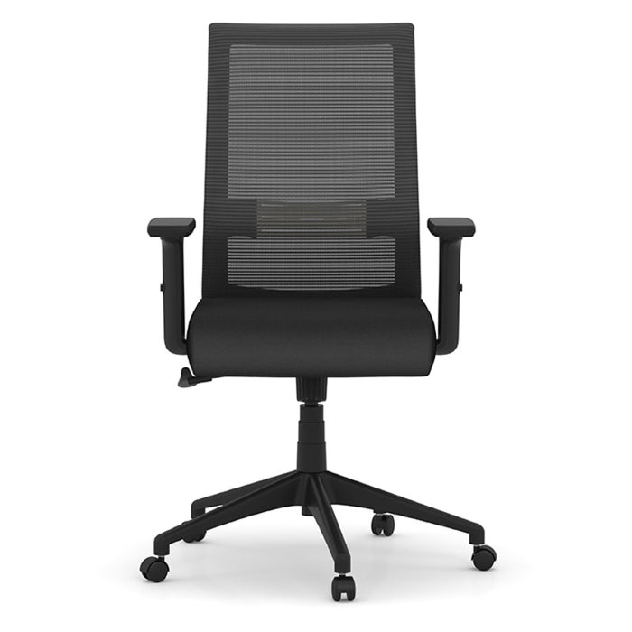 MIMIC MB CHAIR W/ARMS - BLK MESH BK/FAB SEAT