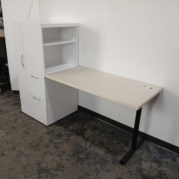 Straight Desk with Personal Storage Tower