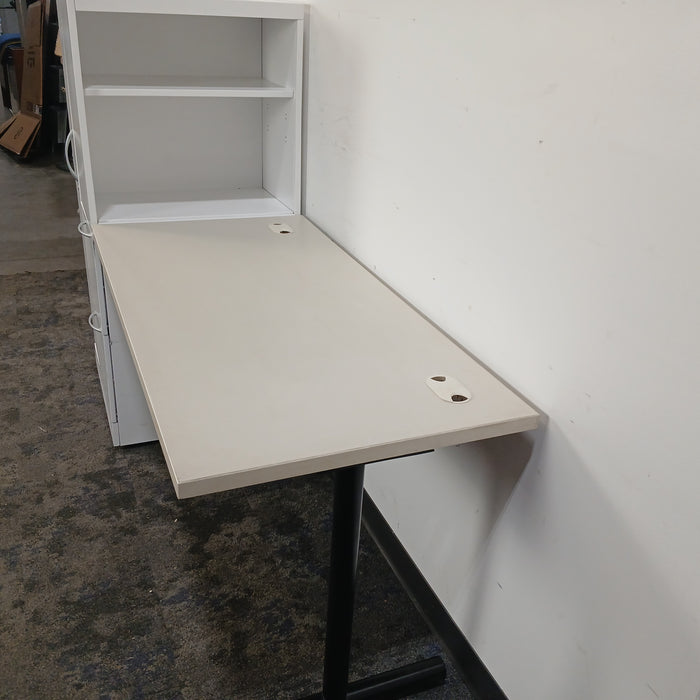 Straight Desk with Personal Storage Tower