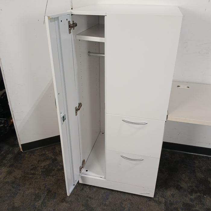 Straight Desk with Personal Storage Tower