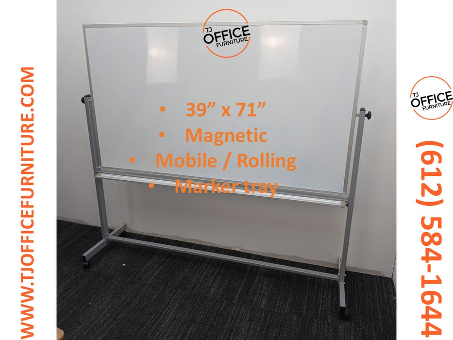 72" x 39" Mobile Whiteboard / Dry Erase (#7267)