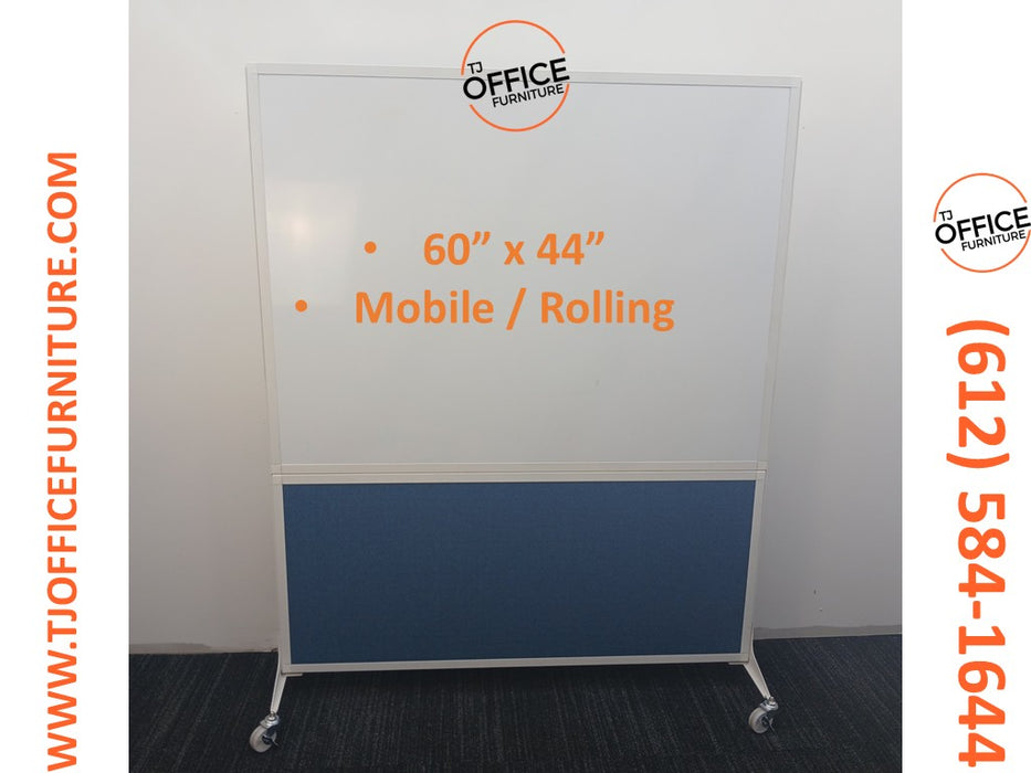 60" x 44" Mobile Whiteboard / Dry Erase (#7365)