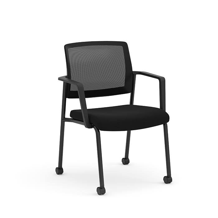 DAISY GUEST CHAIR W/ARMS-BLK ST 50021/MESH BK LN04