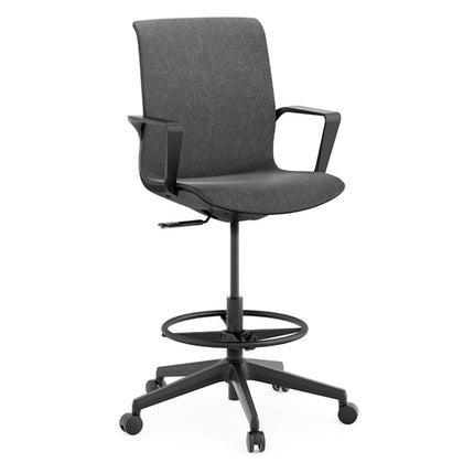 MB DRAFT STOOL BLK FT RING BK/ST CHAR HY60201