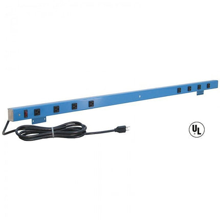 Aluminum Plug Strip Back Mounted with Lighted Switch - 8 Outlets - 15-Amps - 60" Long