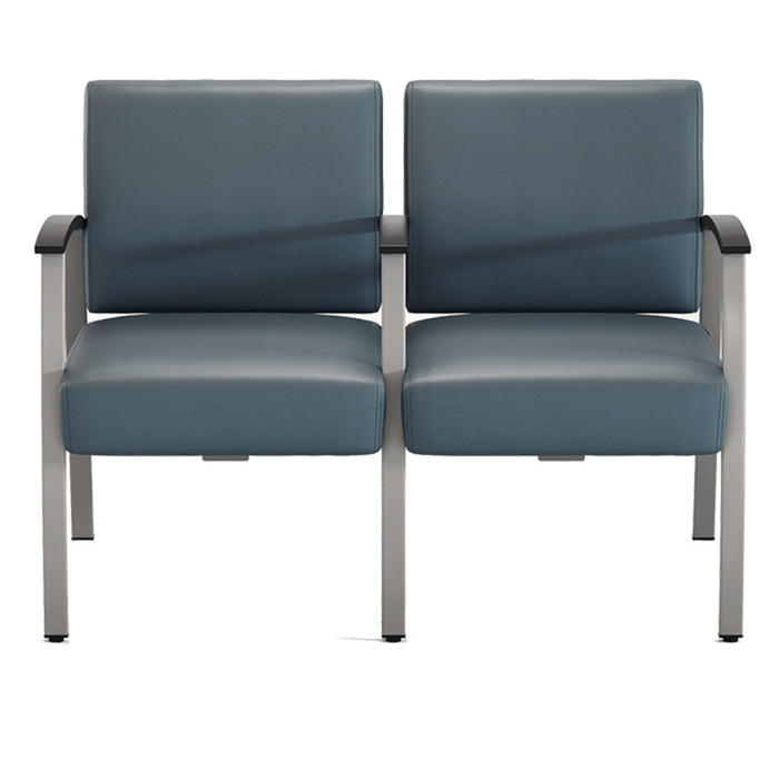 Vitality Medical 2 Chairs w/ Shared Full Arm Blue