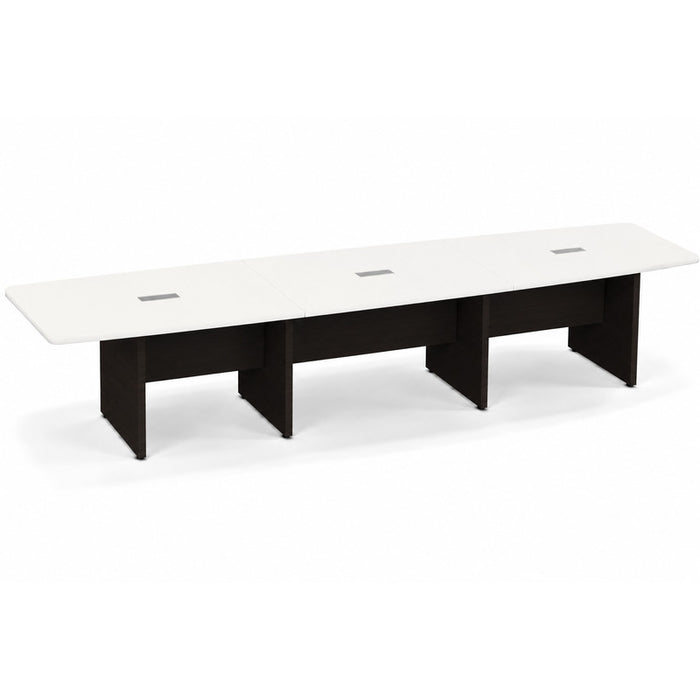 16ft BS Conf Table White / Panel Base Espresso