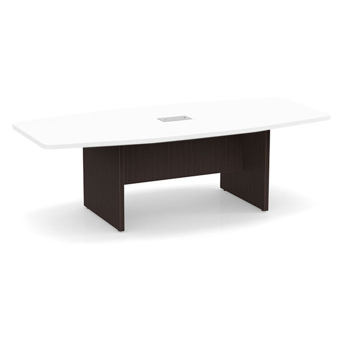 8ft BS Conf Table White / Panel Base Espresso