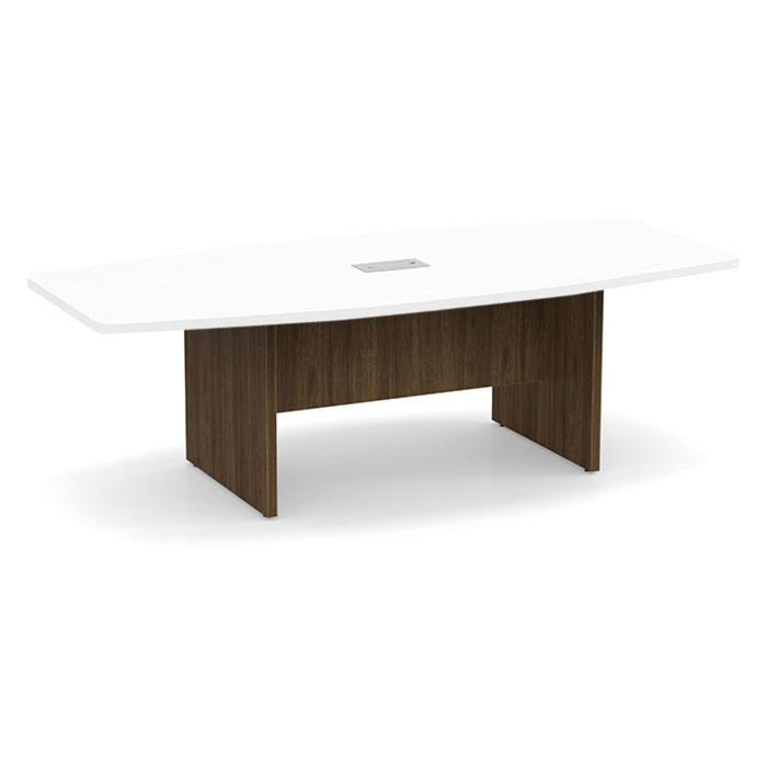 8ft BS Conf Table White / Panel Base Modern Walnut