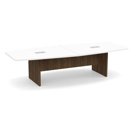 10ft BS Conf Table White / Panel Base Modern Walnut