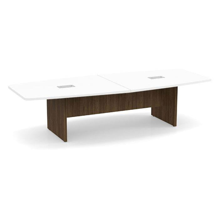 10ft BS Conf Table White / Panel Base Modern Walnut