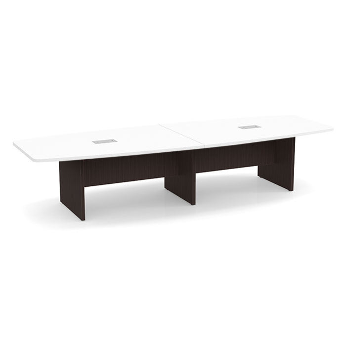 12ft BS Conf Table White / Panel Base Espresso