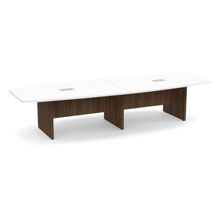 12ft BS Conf Table White / Panel Base Modern Walnut