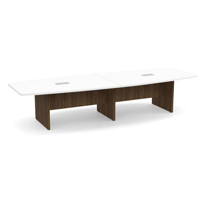 12ft BS Conf Table White / Panel Base Modern Walnut