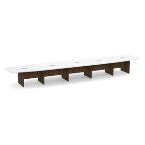 22ft BS Conf Table White / Panel Base Modern Walnut