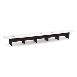 24ft BS Conf Table White / Panel Base Espresso