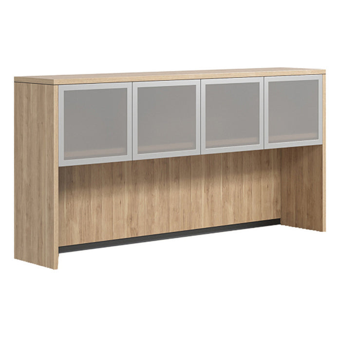 Hutch with 4 Silver Frame Glass Doors 71"W