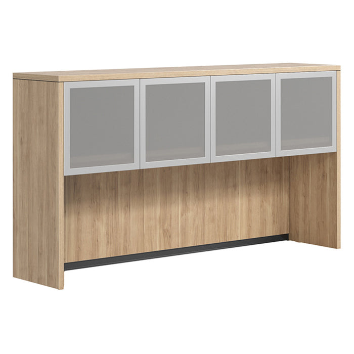Hutch with 4 Silver Frame Glass Doors 66"W