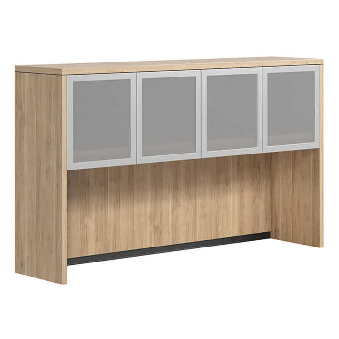 Hutch with 4 Silver Frame Glass Doors 60"W