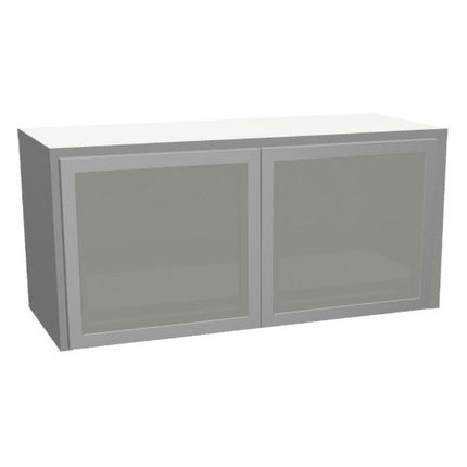 36" Wall-Mounted Hutch w/ 2 Glass Doors WHT