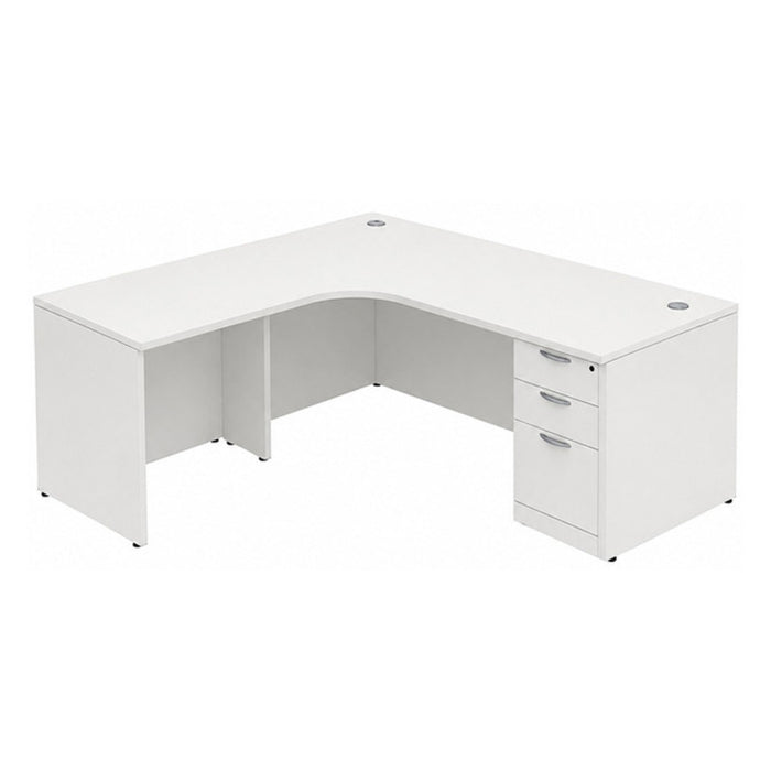 71x66"x30"D radius Lshape left return,BBF ped WHT