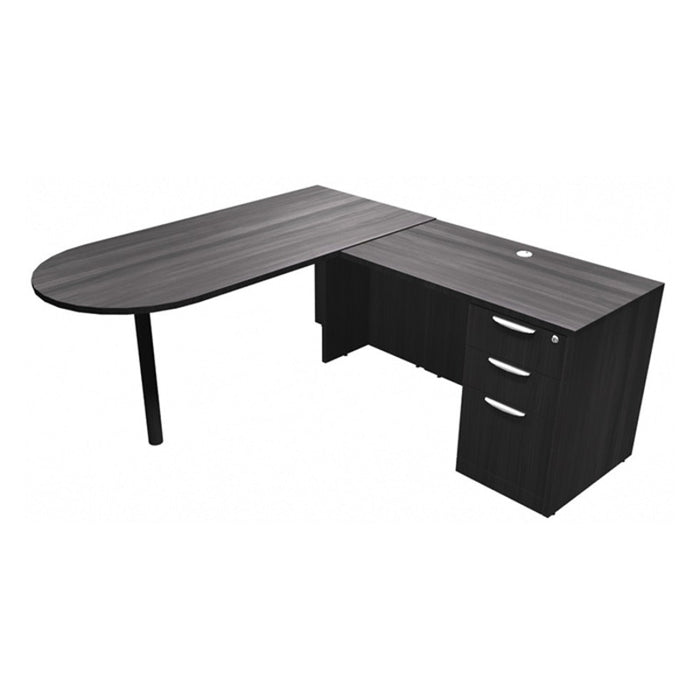 CLA 66x72 L-Shaped Bullet Desk w/ BBF CGR/BLK