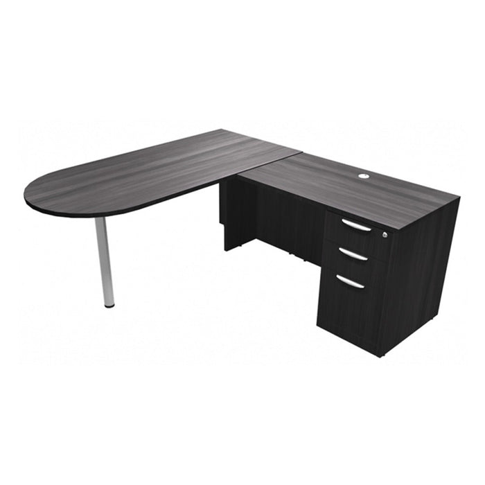 CLA 66x72 L-Shaped Bullet Desk w/ BBF CGR/SIL