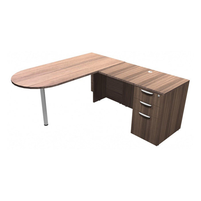 CLA 66x72 L-Shaped Bullet Desk w/ BBF MWN/SIL