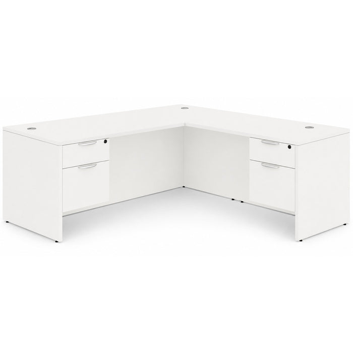 Classic 30x71"double BF ped desk w/47"return WHT