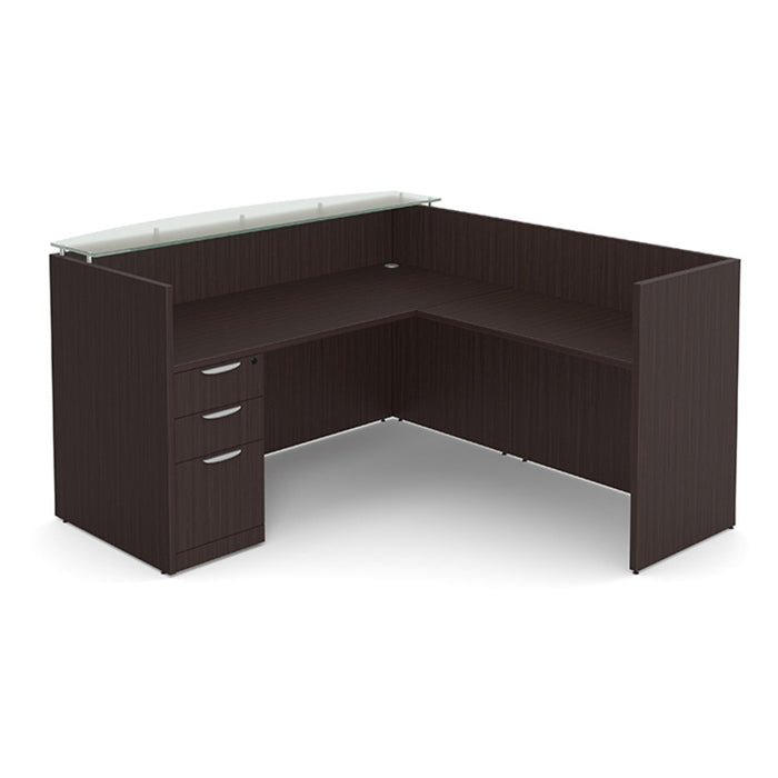 Clas Gallery desk w/return,BBF Ped ESP,Glass top