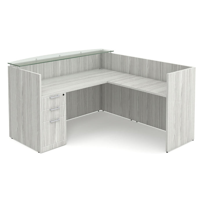 Clas Gallery desk w/return,BBF Ped SLB,Glass top