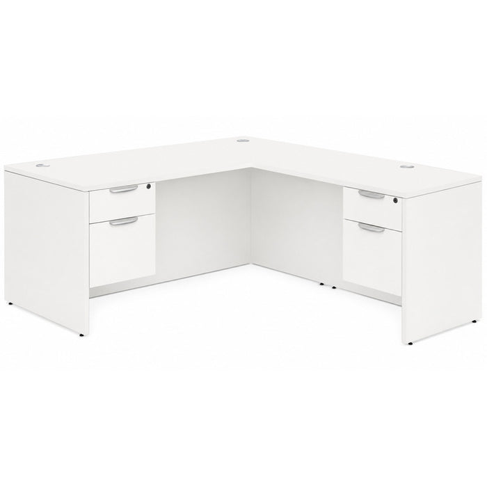 Classic 30x71"double BF ped desk w/42"return White