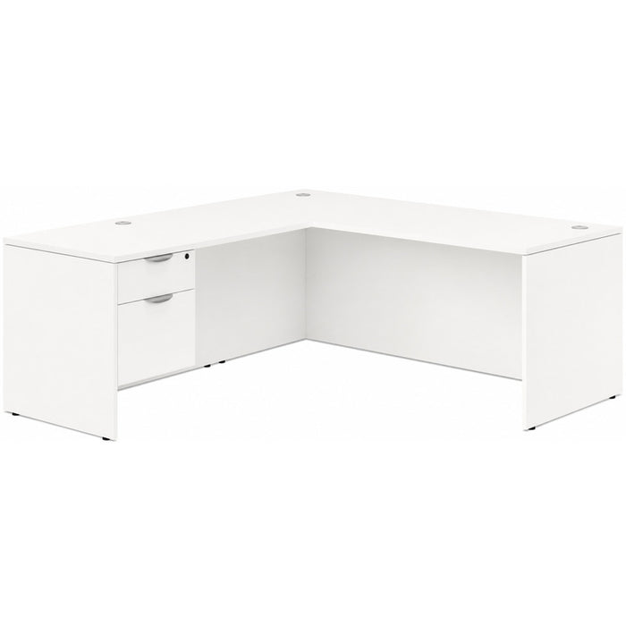 Classic 36x71"single BF ped desk w/42"return White