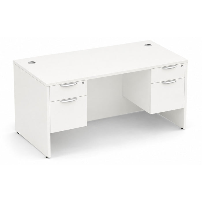 Classic 30x66" double BF Ped desk WHT