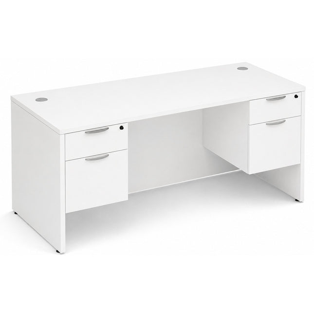 Classic 36x71" double BF Ped desk WHT