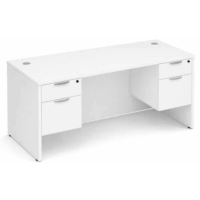 Classic 36x71" double BF Ped desk WHT