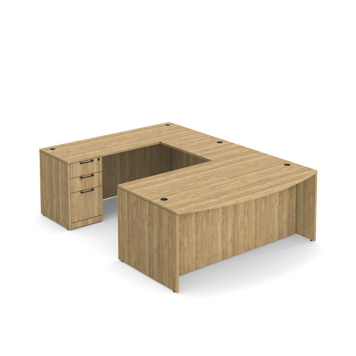 Classic Bowfront U shape desk, BBF Ped Aspen