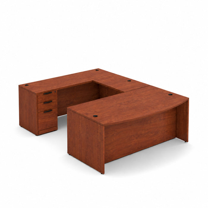 Classic Bowfront U shape desk, BBF ped Cherry